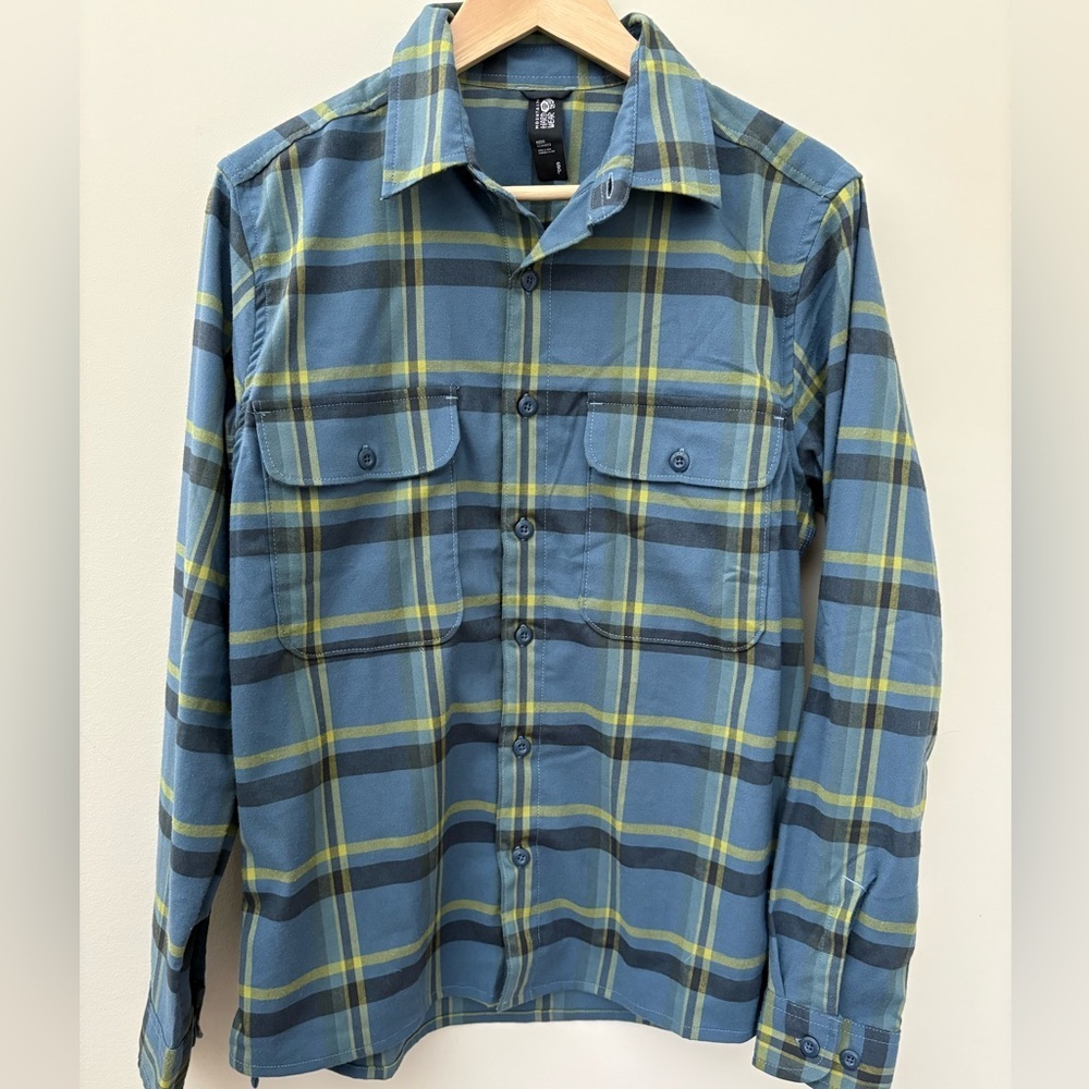 Mountain Hardwear Men Long Sleeve Button Up Blue Yellow Plaid Size Small